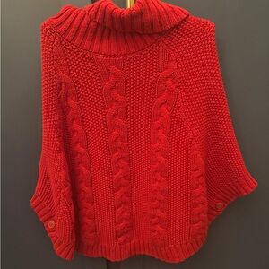 Vibrant Red Cowl poncho Sweater